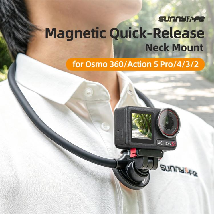 Sunnylife Magnetic POV Neck Mount Hand Free Video Vlog Neck Adjustable Selfie Holder with Body Strap For DJI Osmo 360 / Action 5 Pro / 4 / 3 / 2, For DJI Osmo 360 / Action 5 Pro / 4 / 3 / 2