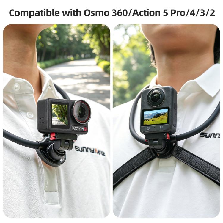 Sunnylife Magnetic POV Neck Mount Hand Free Video Vlog Neck Adjustable Selfie Holder with Body Strap For DJI Osmo 360 / Action 5 Pro / 4 / 3 / 2, For DJI Osmo 360 / Action 5 Pro / 4 / 3 / 2