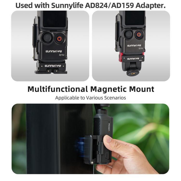 For DJI Osmo Pocket 4 / 3 Sunnylife Multifunctional Magnetic Mount Tabletop Base Bracket Angles Adjustable Stand, OP4-ZJ152