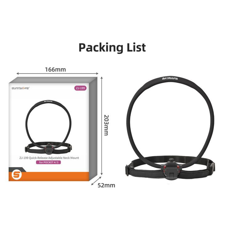 Sunnylife Magnetic POV Neck Mount Hand Free Video Vlog Neck Adjustable Selfie Holder with Body Strap For DJI Osmo Pocket 4P / 4 / 3, For DJI Osmo Pocket 4P / 4 / 3