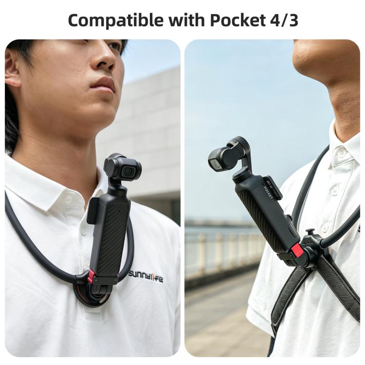 Sunnylife Magnetic POV Neck Mount Hand Free Video Vlog Neck Adjustable Selfie Holder with Body Strap For DJI Osmo Pocket 4P / 4 / 3, For DJI Osmo Pocket 4P / 4 / 3