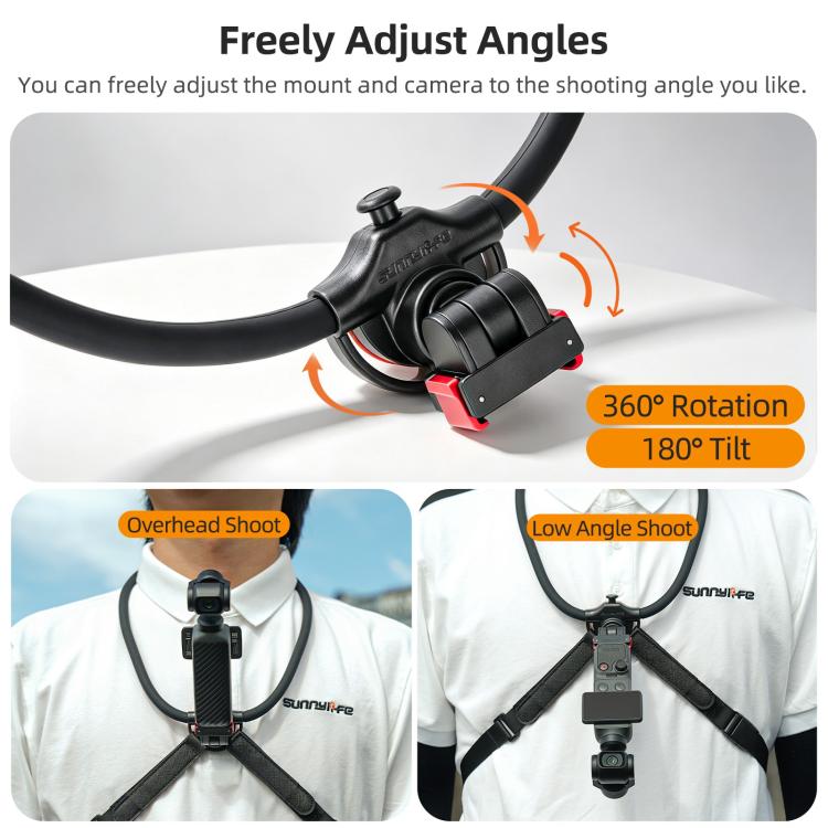 Sunnylife Magnetic POV Neck Mount Hand Free Video Vlog Neck Adjustable Selfie Holder with Body Strap For DJI Osmo Pocket 4P / 4 / 3, For DJI Osmo Pocket 4P / 4 / 3