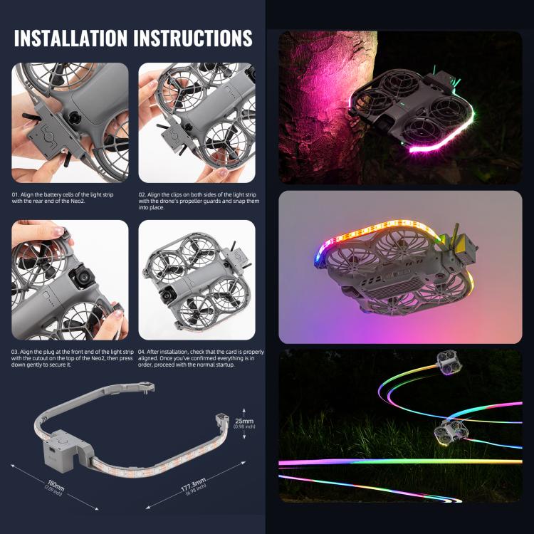 For DJI Neo 2 STARTRC Colorful LED Light Strip Night Flying Warning Light Strip