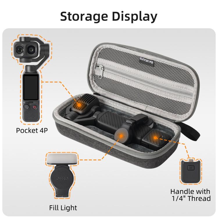 For DJI Osmo Pocket 4P Sunnylife Mini Carrying Case Handbag Portable Travel Case Protective Organizer Standard Combo Bags, For DJI Osmo Pocket 4P Standard Combo Bags