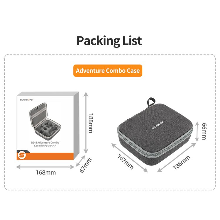 For DJI Osmo Pocket 4P Sunnylife Mini Carrying Case Handbag Adventure Combo Bags, For DJI Osmo Pocket 4P Adventure Combo Bags