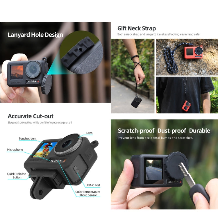 For DJI Osmo Action 3 / 4 Sunnylife 2pcs Scratch-resistant Camera Lens Cap Cover, For DJI Osmo Action 5 Pro / 4 / 3