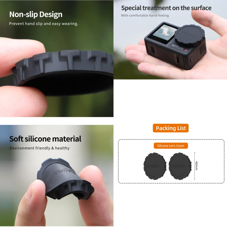 For DJI Osmo Action 3 / 4 Sunnylife 2pcs Scratch-resistant Camera Lens Cap Cover, For DJI Osmo Action 5 Pro / 4 / 3