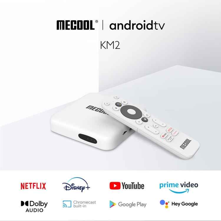 MECOOL KM2 4K Smart TV BOX Android 10.0 Media Player with Remote Control, Amlogic S905X2 Quad Core ARM Cortex A55, RAM: 2GB, ROM: 8GB, Support Bluetooth, HDMI, TF Card, US Plug