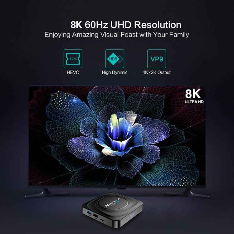 X88 Pro 20 4K Smart TV BOX Android 11.0 Media Player with Infrared Remote Control, RK3566 Quad Core 64bit Cortex-A55 up to 1.8GHz, RAM: 8GB, ROM: 64GB, Support Dual Band WiFi, Bluetooth, Ethernet, EU Plug