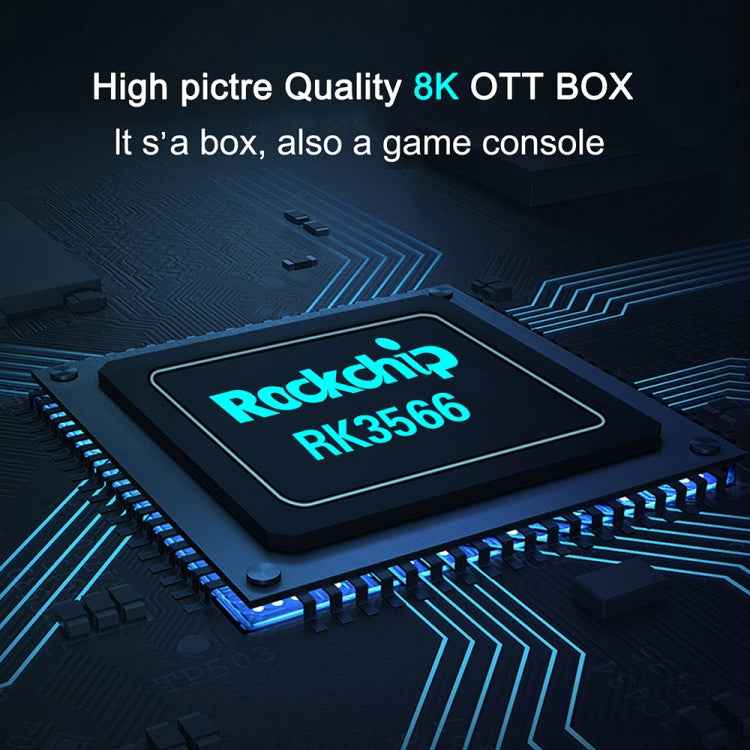 X88 Pro 20 4K Smart TV BOX Android 11.0 Media Player with Infrared Remote Control, RK3566 Quad Core 64bit Cortex-A55 up to 1.8GHz, RAM: 8GB, ROM: 64GB, Support Dual Band WiFi, Bluetooth, Ethernet, EU Plug