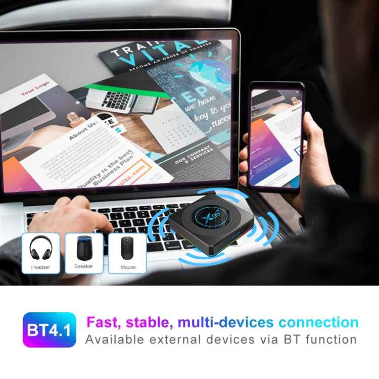 X96 X4 8K Smart TV BOX Android 11.0 Media Player with Remote Control, Amlogic S905X4 Quad Core ARM Cortex A55, RAM: 4GB, ROM: 32GB, Support 1000M, Dual Band WiFi, Bluetooth, EU Plug