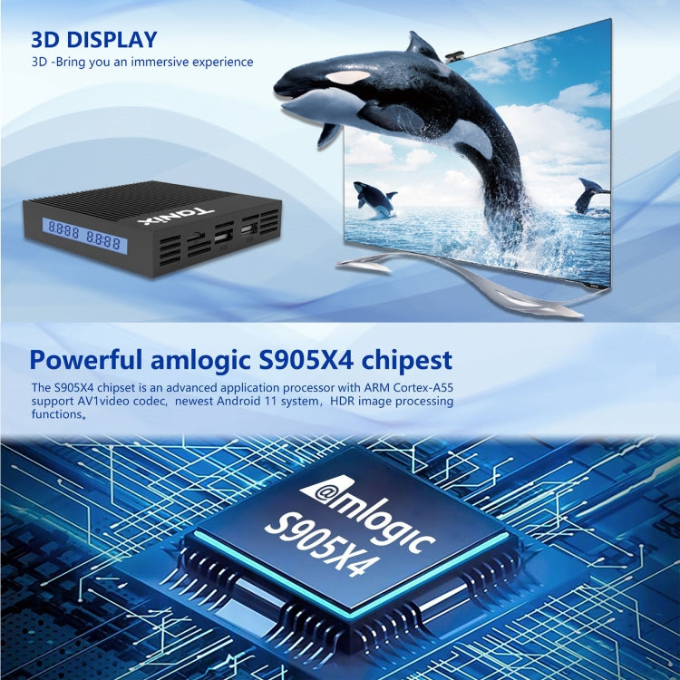 Boîtier TV intelligent Tanix X4 Android 11, Amlogic S905X4 Quad Core, 4 Go + 32 Go, double Wi-Fi, Bluetooth, 4 Go + 32 Go