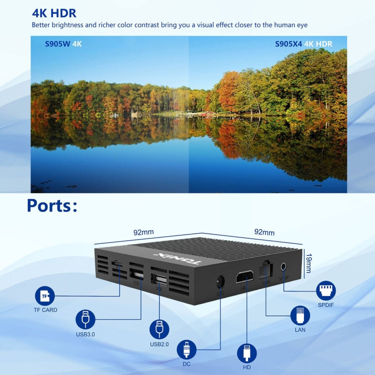 Boîtier TV intelligent Tanix X4 Android 11, Amlogic S905X4 Quad Core, 4 Go + 32 Go, double Wi-Fi, Bluetooth, 4 Go + 32 Go