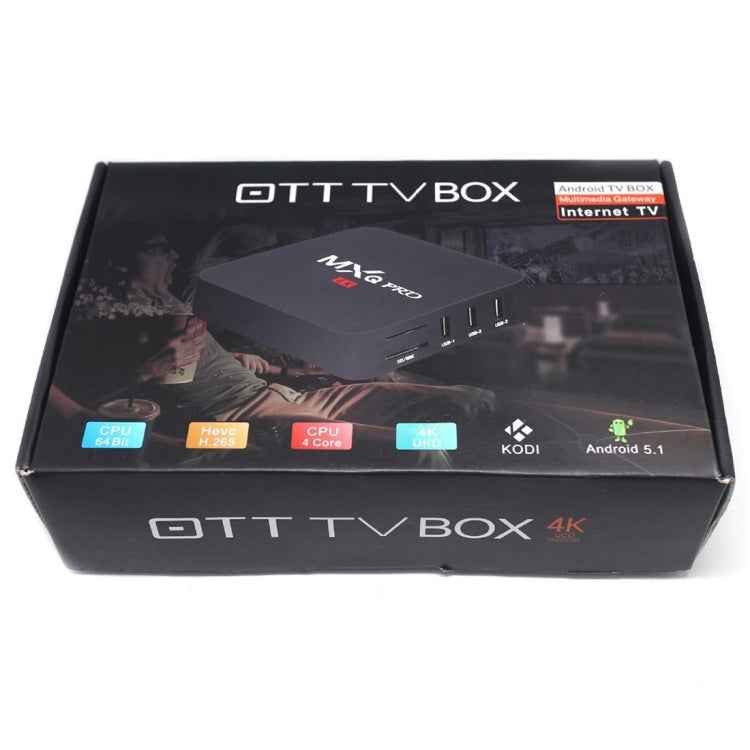 MXQ PROi 1080P 4K HD Smart TV BOX with Remote Controller, Android 7.1 S905W Quad Core Cortex-A53 Up to 2GHz, RAM: 2GB, ROM: 16GB, Support WiFi, UK Plug