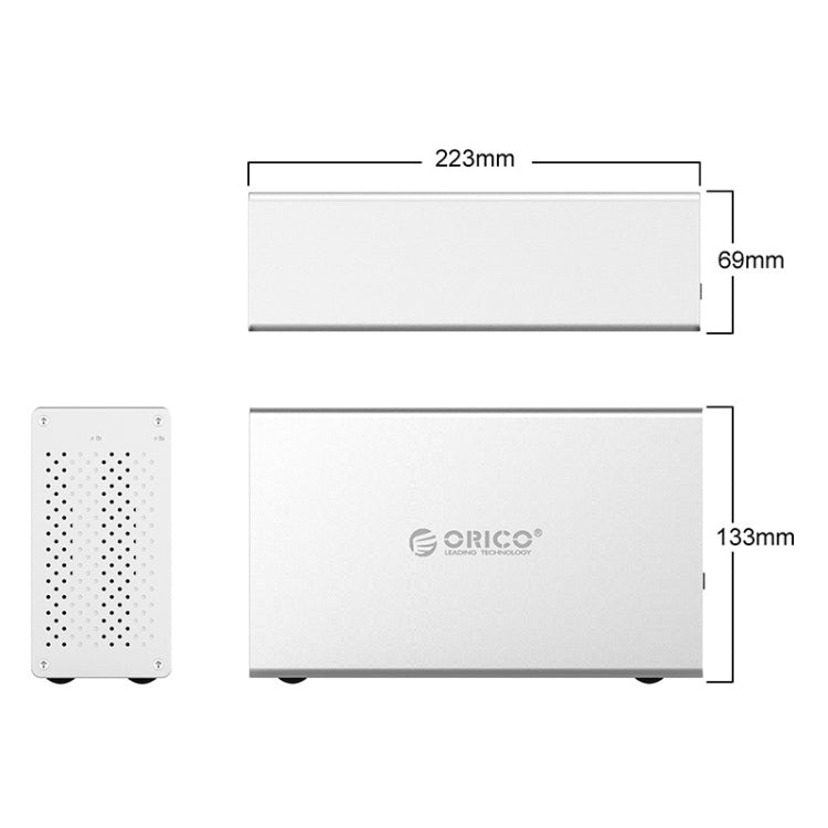 ORICO Honeycomb Series WS200RC3 SATA 3.5 inch 20TB USB 3.1 USB-C / Type-C Dual Bays Aluminum Alloy HDD / SSD Enclosure with Raid