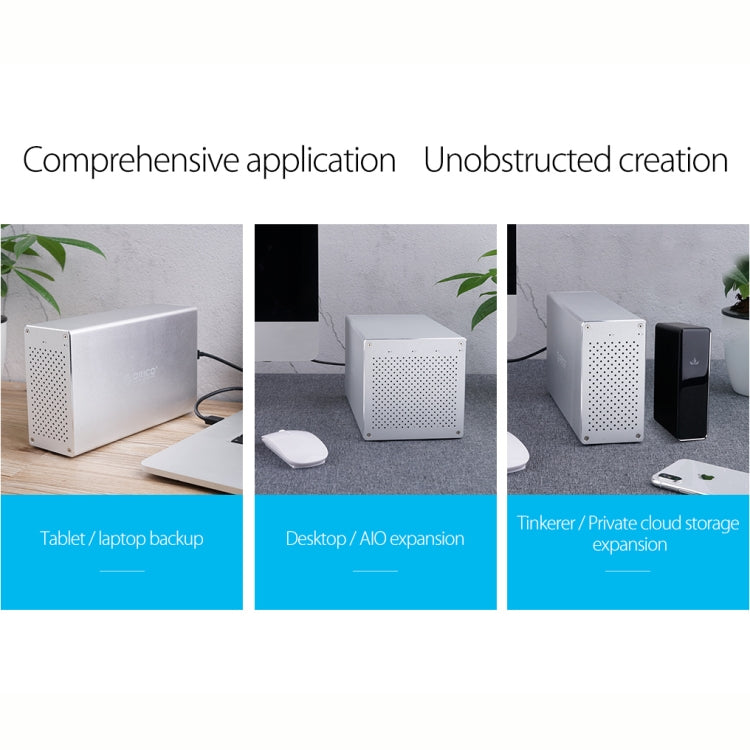 ORICO Honeycomb Series WS400RC3 SATA 3.5 inch 40TB USB-C / Type-C 4 Bays Aluminum Alloy HDD / SSD Enclosure with Raid