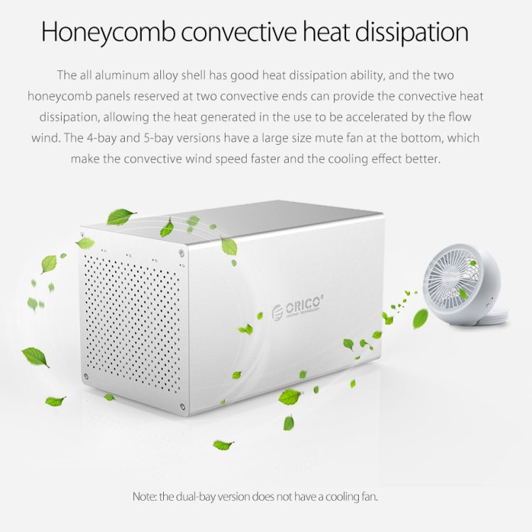 ORICO Honeycomb Series WS400RC3 SATA 3.5 inch 40TB USB-C / Type-C 4 Bays Aluminum Alloy HDD / SSD Enclosure with Raid