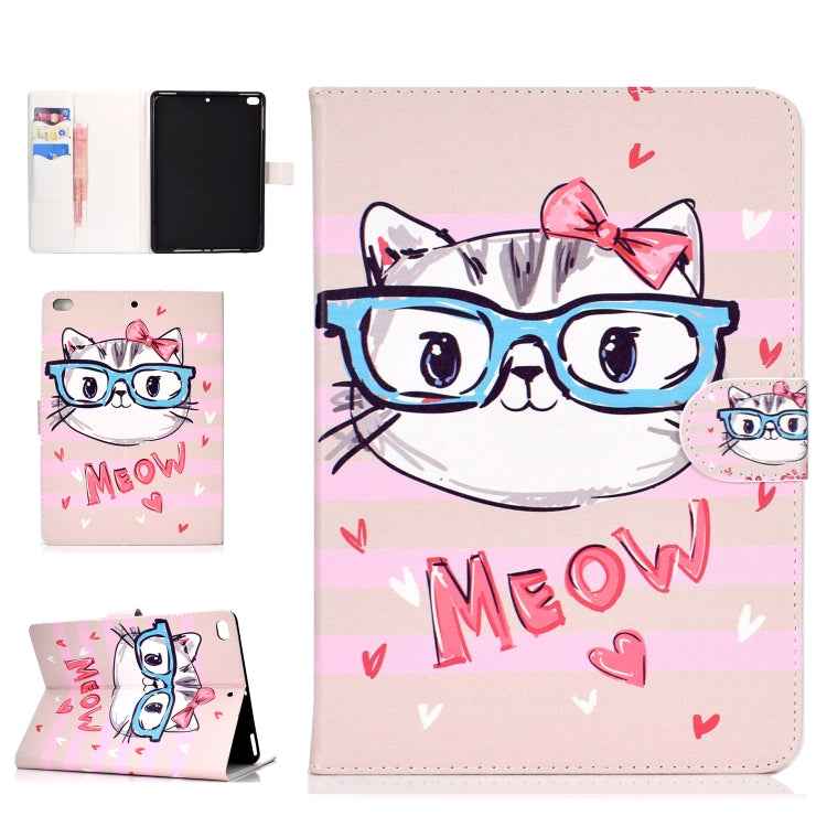 Colored Pattern Drawing Horizontal Flip PU Leather Case with Three-folding Holder & Sleep / Wake-up Function