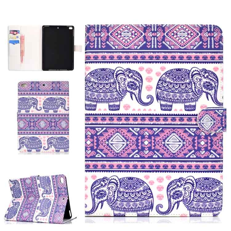 Colored Pattern Drawing Horizontal Flip PU Leather Case with Three-folding Holder & Sleep / Wake-up Function