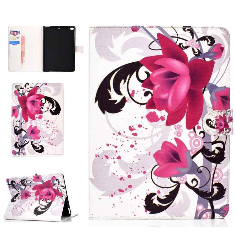 Colored Pattern Drawing Horizontal Flip PU Leather Case with Three-folding Holder & Sleep / Wake-up Function