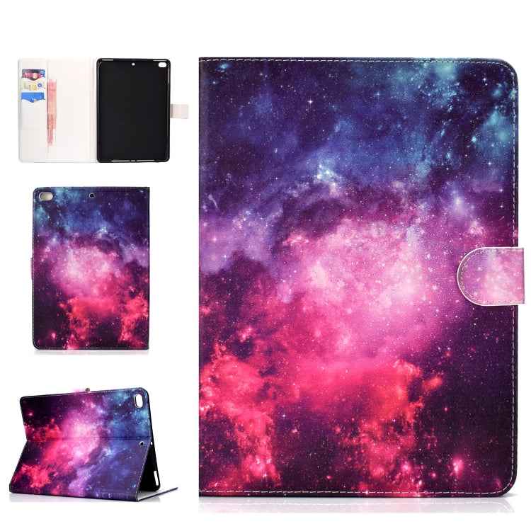 Colored Pattern Drawing Horizontal Flip PU Leather Case with Three-folding Holder & Sleep / Wake-up Function