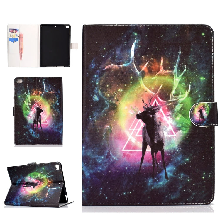 Colored Pattern Drawing Horizontal Flip PU Leather Case with Three-folding Holder & Sleep / Wake-up Function