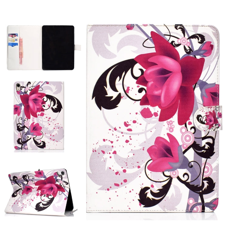 Colored Pattern Drawing Horizontal Flip PU Leather Case with Three-folding Holder & Sleep / Wake-up Function