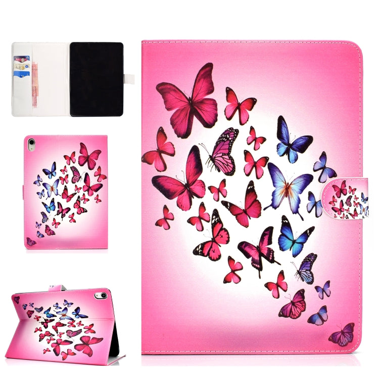 Colored Pattern Drawing Horizontal Flip PU Leather Case with Three-folding Holder & Sleep / Wake-up Function