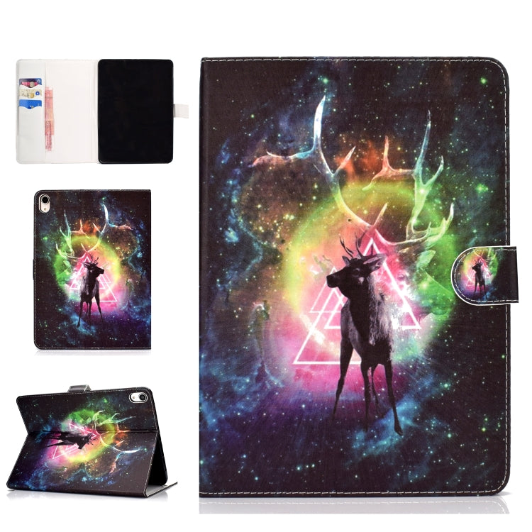 Colored Pattern Drawing Horizontal Flip PU Leather Case with Three-folding Holder & Sleep / Wake-up Function