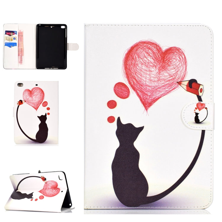 Colored Pattern Drawing Horizontal Flip PU Leather Case with Three-folding Holder & Sleep / Wake-up Function
