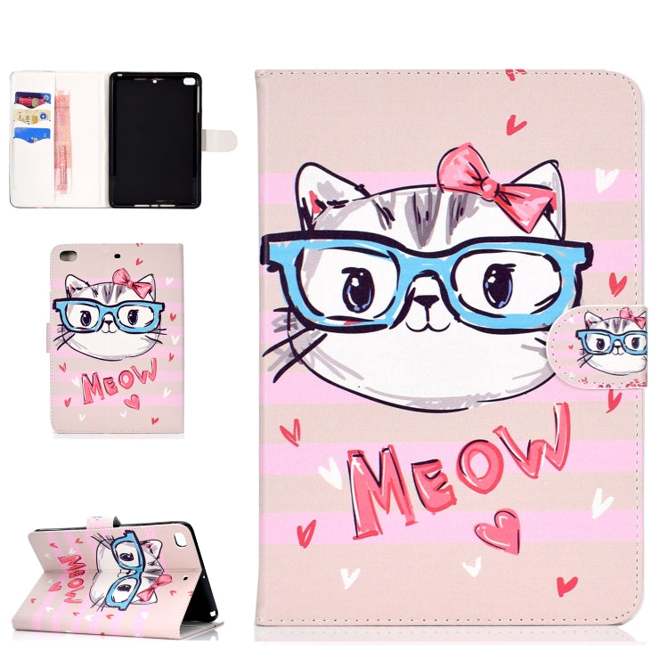 Colored Pattern Drawing Horizontal Flip PU Leather Case with Three-folding Holder & Sleep / Wake-up Function
