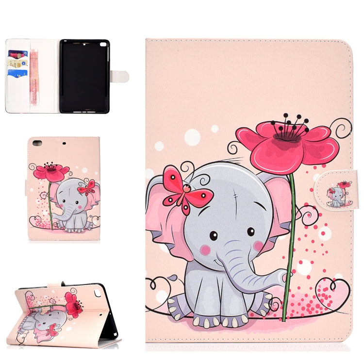 Colored Pattern Drawing Horizontal Flip PU Leather Case with Three-folding Holder & Sleep / Wake-up Function
