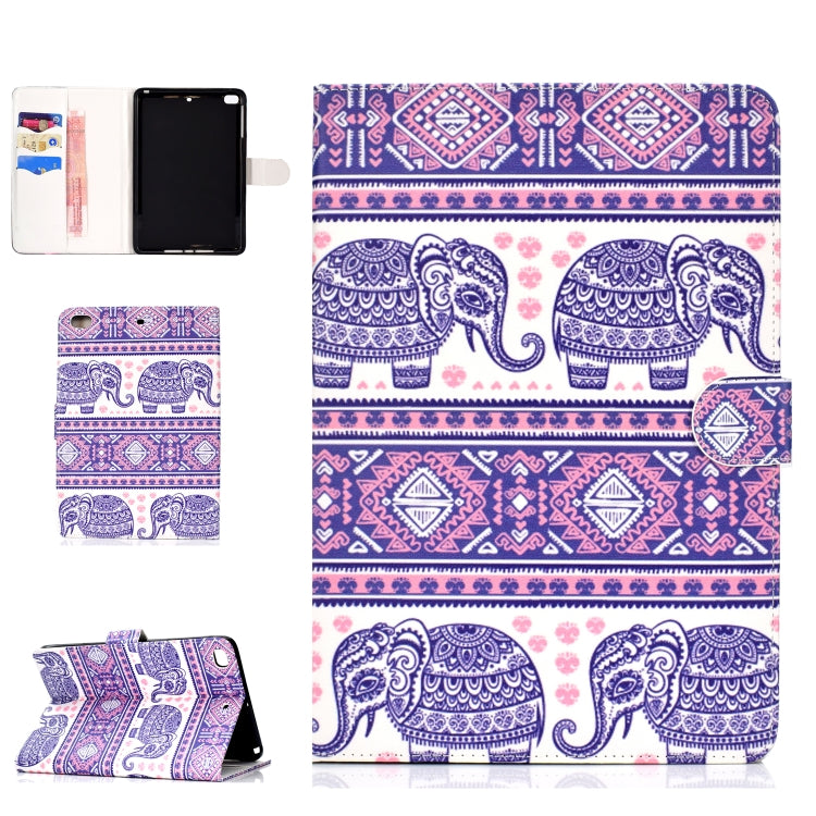 Colored Pattern Drawing Horizontal Flip PU Leather Case with Three-folding Holder & Sleep / Wake-up Function
