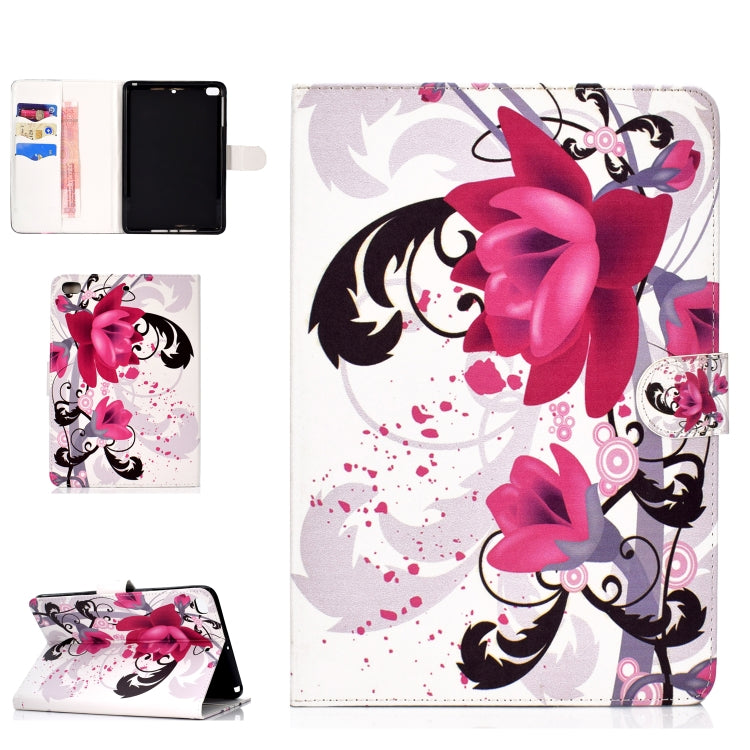 Colored Pattern Drawing Horizontal Flip PU Leather Case with Three-folding Holder & Sleep / Wake-up Function