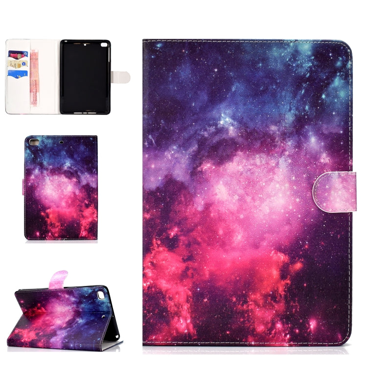 Colored Pattern Drawing Horizontal Flip PU Leather Case with Three-folding Holder & Sleep / Wake-up Function