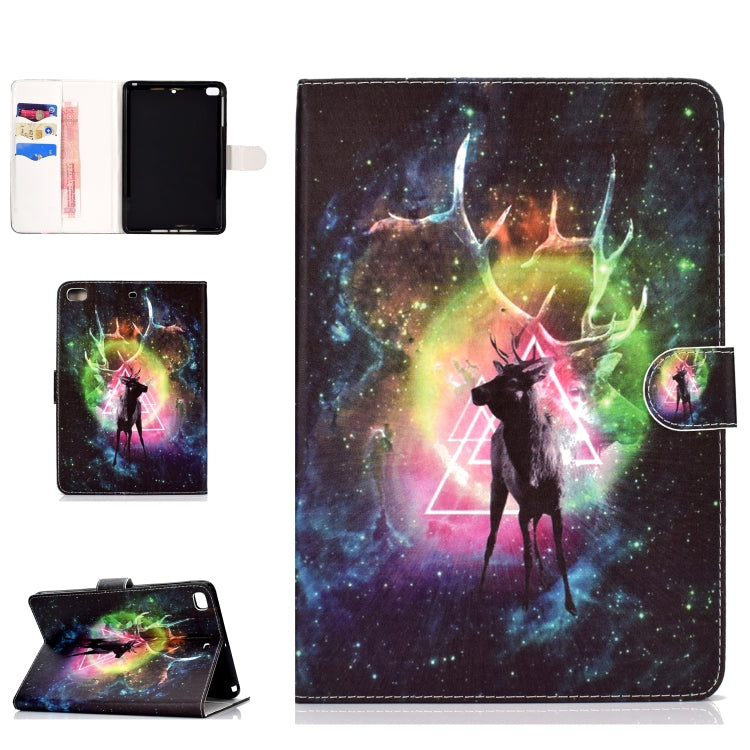 Colored Pattern Drawing Horizontal Flip PU Leather Case with Three-folding Holder & Sleep / Wake-up Function