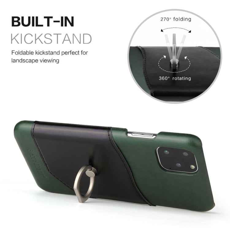 Fierre Shann Oil Wax Texture Genuine Leather Back Cover Case with 360 Degree Rotation Holder & Card Slot