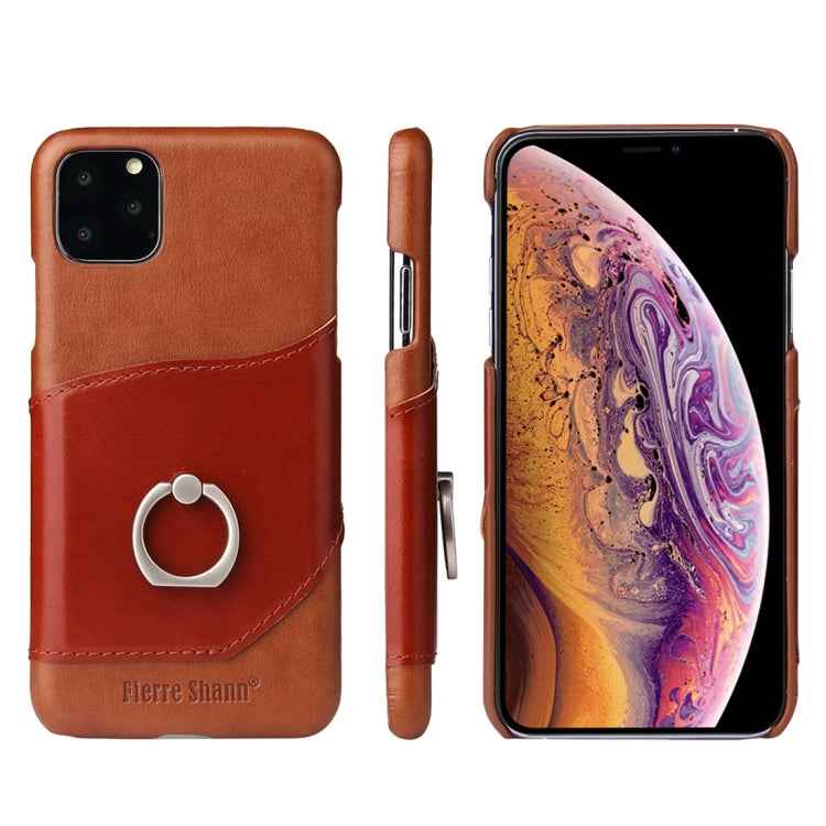 Fierre Shann Oil Wax Texture Genuine Leather Back Cover Case with 360 Degree Rotation Holder & Card Slot