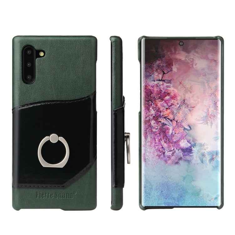 Fierre Shann Oil Wax Texture Genuine Leather Back Cover Case with 360 Degree Rotation Holder & Card Slot