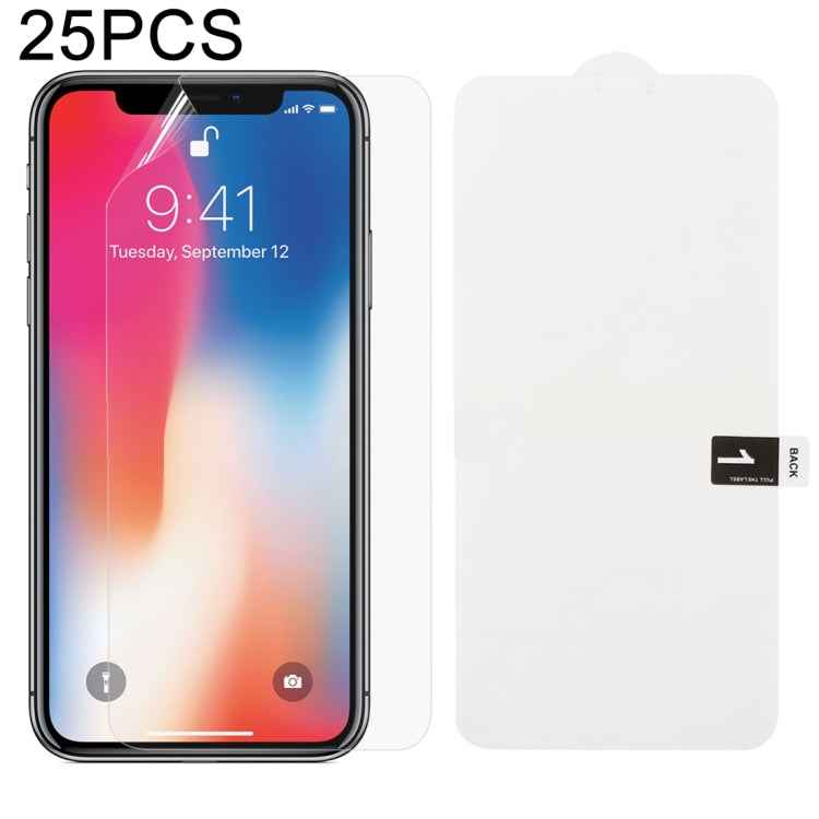 25 PCS Soft Hydrogel Film Full Cover Front Protector with Alcohol Cotton + Scratch Card for