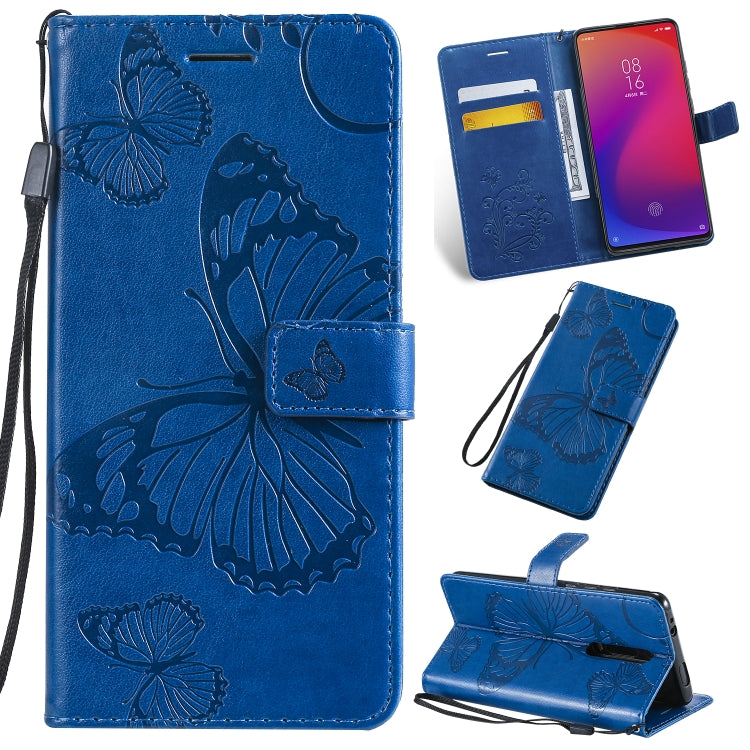 Pressed Printing Butterfly Pattern Horizontal Flip PU Leather Case with Holder & Card Slots & Wallet & Lanyard