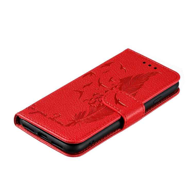 Feather Pattern Litchi Texture Horizontal Flip Leather Case with Wallet & Holder & Card Slots