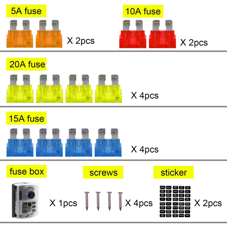 WUPP ZH-1222A1 High Current Independent Positive and Negative 6-way LED Indicator Plug Fuse Box