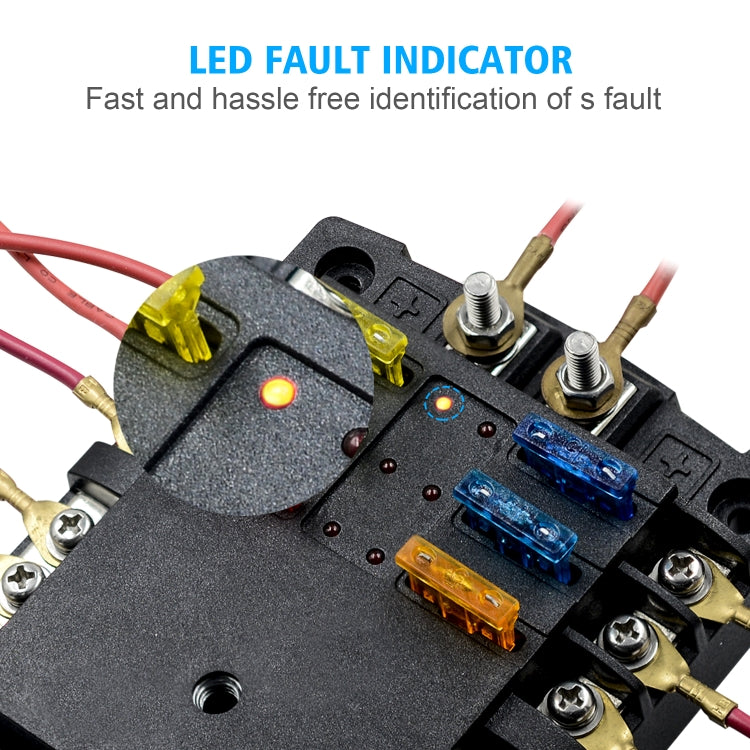 WUPP ZH-1222A1 High Current Independent Positive and Negative 6-way LED Indicator Plug Fuse Box