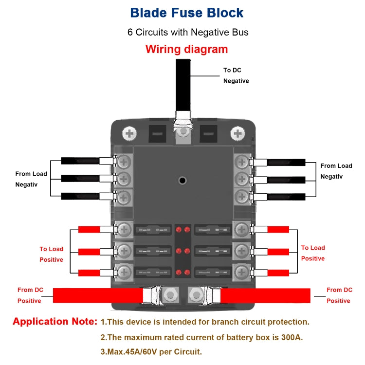 WUPP ZH-1222A1 High Current Independent Positive and Negative 6-way LED Indicator Plug Fuse Box