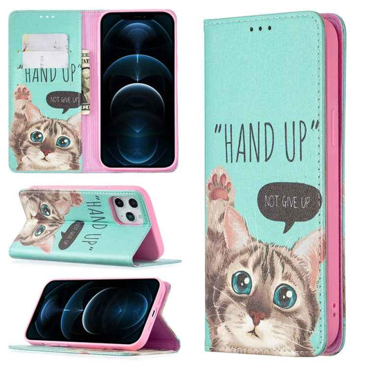 Colored Drawing Pattern Invisible Magnetic Horizontal Flip PU Leather Case with Holder & Card Slots & Wallet, For iPhone 12 Pro Max