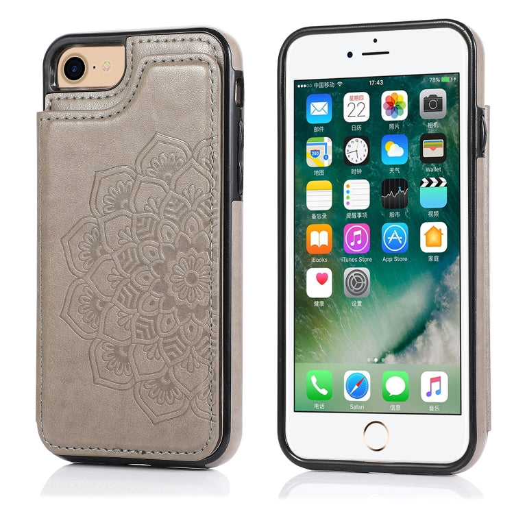 Double Buckle Mandala Pattern PU+TPU Protective Case with Card Slots & Holder & Photo Frame, For iPhone SE 2022 / SE 2020 / 8 / 7, For iPhone 7 Plus / 8 Plus, For iPhone X / XS, For iPhone XR, For iPhone XS Max, For iPhone 11, For iPhone 11 Pro        ...