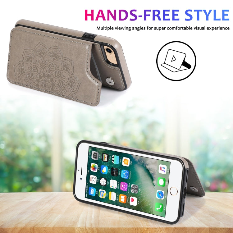 Double Buckle Mandala Pattern PU+TPU Protective Case with Card Slots & Holder & Photo Frame, For iPhone SE 2022 / SE 2020 / 8 / 7, For iPhone 7 Plus / 8 Plus, For iPhone X / XS, For iPhone XR, For iPhone XS Max, For iPhone 11, For iPhone 11 Pro        ...