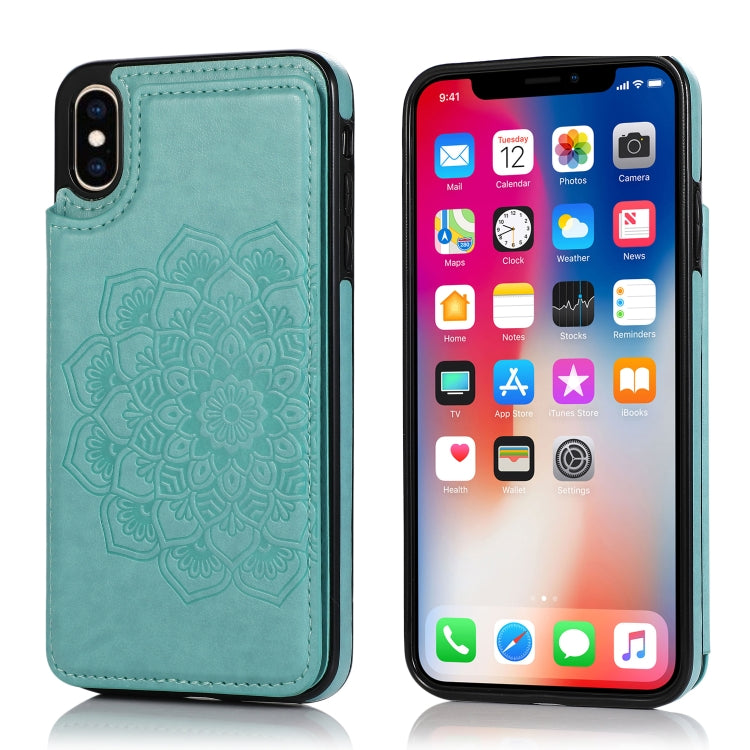 Double Buckle Mandala Pattern PU+TPU Protective Case with Card Slots & Holder & Photo Frame, For iPhone SE 2022 / SE 2020 / 8 / 7, For iPhone 7 Plus / 8 Plus, For iPhone X / XS, For iPhone XR, For iPhone XS Max, For iPhone 11, For iPhone 11 Pro        ...