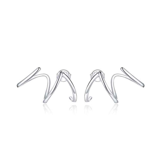 S925 Sterling Silver Simple Style Lines Women Earrings
